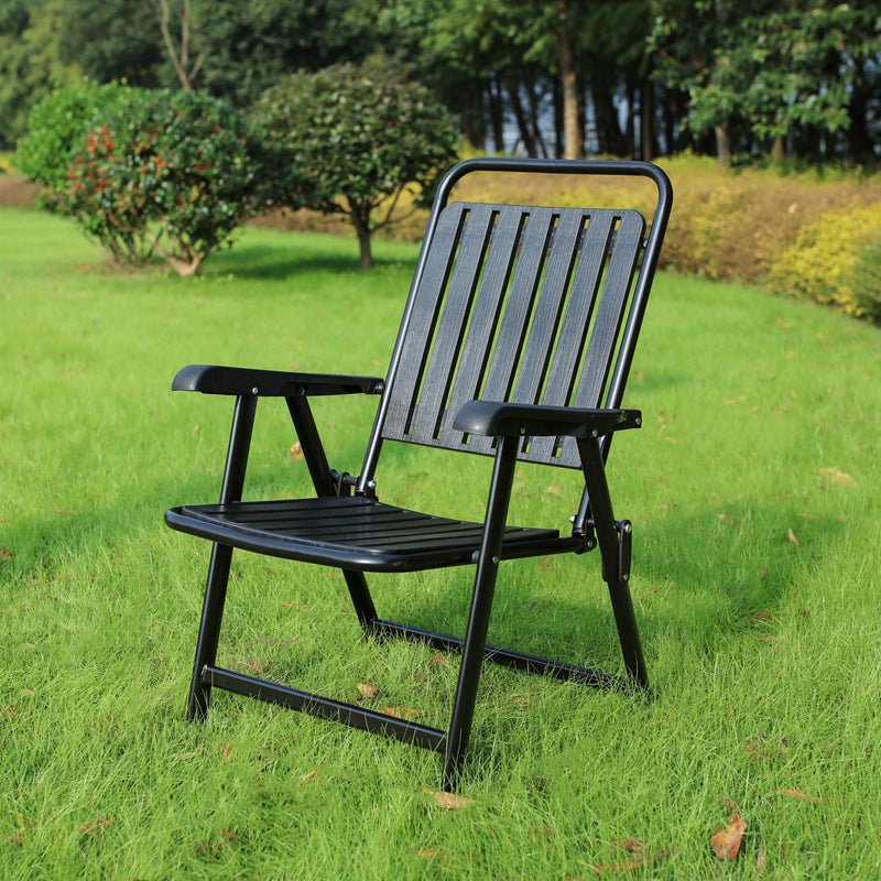 Modern Minimalist Waterproof Folding Camping Chair with Carbon Steel Frame, PVC Seat, Backrest & Armrests – Ideal for Garden