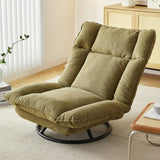 Modern Minimalist Detachable Rotating Rectangular Steel-Frame Accent Chair with Ice Velvet Sponge-Cotton Cushion, Armless for Living Room