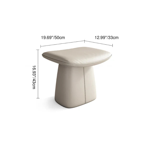 Contemporary Nordic Rectangular Solid Wood Multi-Layer Board Cat Scratching Pad and Leather Cushioned Vanity Stool — Backless & Armless, for Bedroom