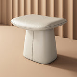 Contemporary Nordic Rectangular Solid Wood Multi-Layer Board Cat Scratching Pad and Leather Cushioned Vanity Stool — Backless & Armless, for Bedroom