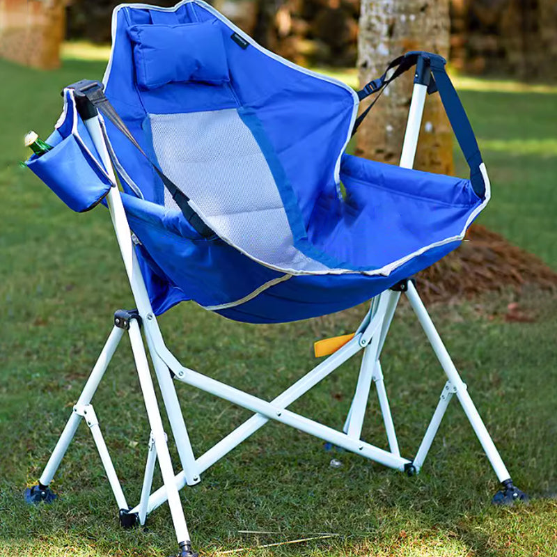 Modern Minimalist Foldable Camping Chair with Detachable Arc Frame, Oxford & Mesh Fabric, Steel Pipe Frame, Backrest & Armrests for Outdoor Garden Use
