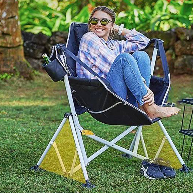 Modern Minimalist Foldable Camping Chair with Detachable Arc Frame, Oxford & Mesh Fabric, Steel Pipe Frame, Backrest & Armrests for Outdoor Garden Use