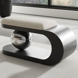Modern Art Deco Geometric Bench with Lambswool Cushion — Iron, Carbon Steel & Stainless Steel Frame, Backless & Armless for Entryway