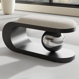 Modern Art Deco Geometric Bench with Lambswool Cushion — Iron, Carbon Steel & Stainless Steel Frame, Backless & Armless for Entryway