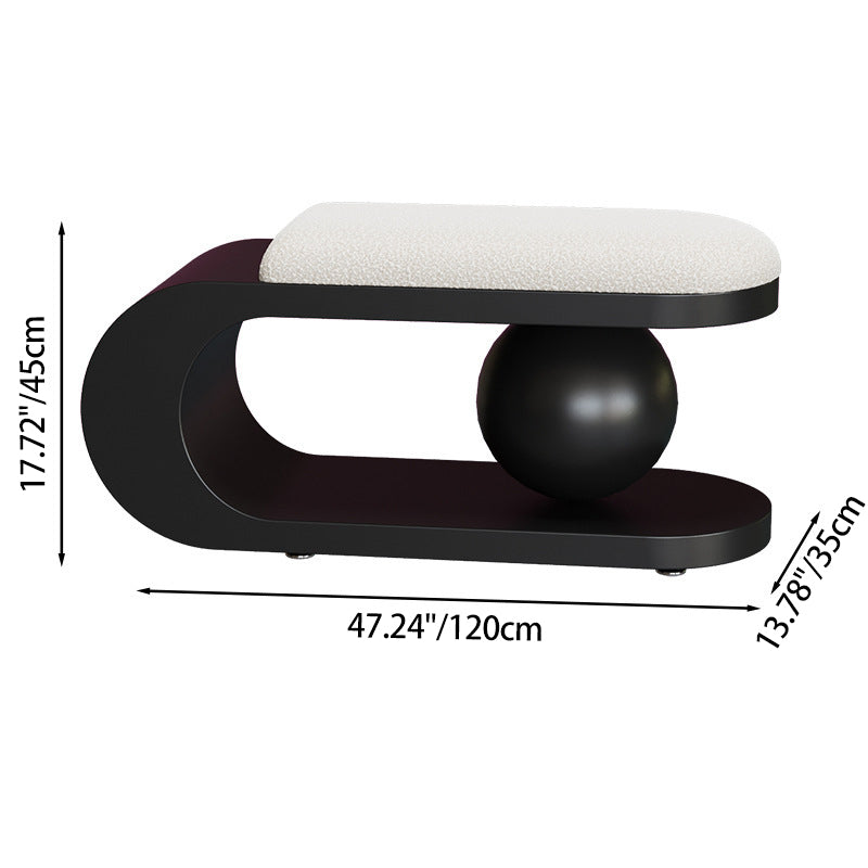 Modern Art Deco Geometric Bench with Lambswool Cushion — Iron, Carbon Steel & Stainless Steel Frame, Backless & Armless for Entryway