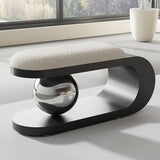 Modern Art Deco Geometric Bench with Lambswool Cushion — Iron, Carbon Steel & Stainless Steel Frame, Backless & Armless for Entryway