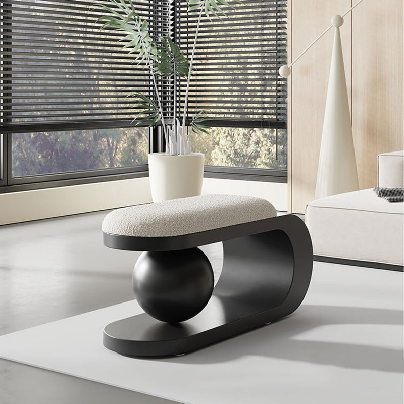 Modern Art Deco Geometric Bench with Lambswool Cushion — Iron, Carbon Steel & Stainless Steel Frame, Backless & Armless for Entryway