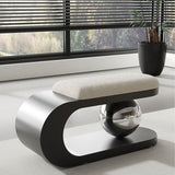 Modern Art Deco Geometric Bench with Lambswool Cushion — Iron, Carbon Steel & Stainless Steel Frame, Backless & Armless for Entryway