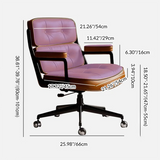 Contemporary Scandinavian Swivel Desk Chair with Rectangular Metal Frame, PU and Genuine Leather Cushioned Seat, Liftable Backrest and Armrests for Home Office