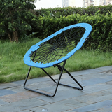 Modern Minimalist Foldable Round Iron Alloy Frame Camping Chair with Nylon Rope Weave – Portable Armless Garden Chair