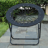 Modern Minimalist Foldable Round Iron Alloy Frame Camping Chair with Nylon Rope Weave – Portable Armless Garden Chair