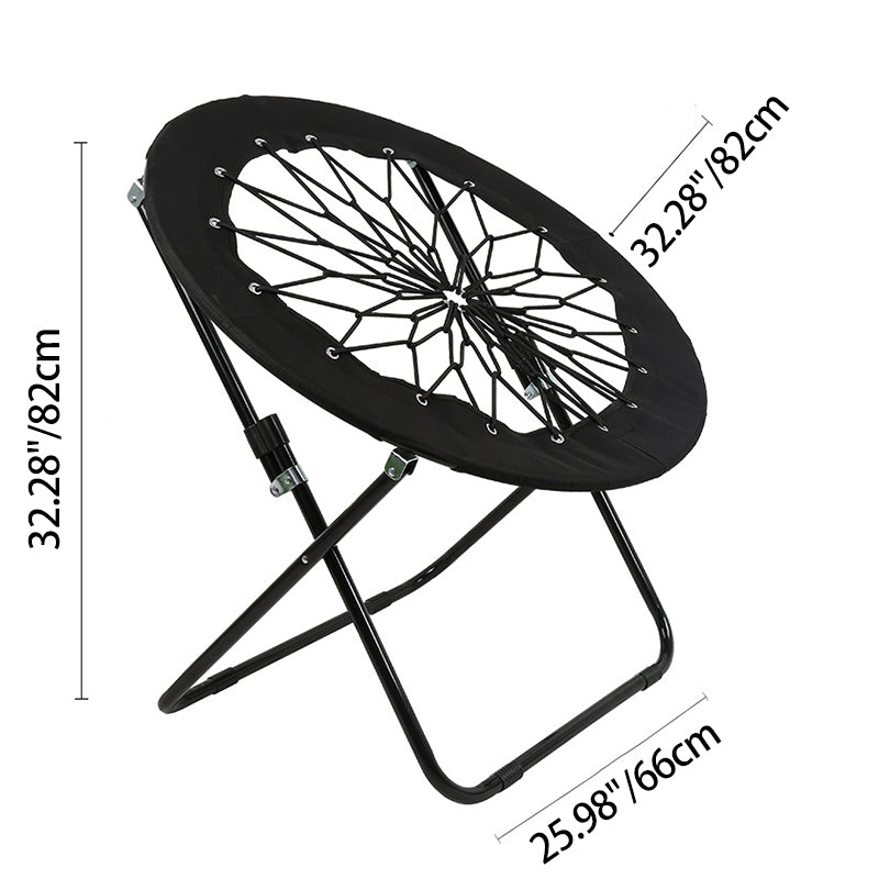 Modern Minimalist Foldable Round Iron Alloy Frame Camping Chair with Nylon Rope Weave – Portable Armless Garden Chair