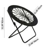 Modern Minimalist Foldable Round Iron Alloy Frame Camping Chair with Nylon Rope Weave – Portable Armless Garden Chair