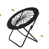 Modern Minimalist Foldable Round Iron Alloy Frame Camping Chair with Nylon Rope Weave – Portable Armless Garden Chair