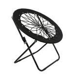 Modern Minimalist Foldable Round Iron Alloy Frame Camping Chair with Nylon Rope Weave – Portable Armless Garden Chair