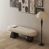 Contemporary Nordic Oval Solid-Wood Bench with Lambswool Cushioned Sponge – Backless, Armless Entryway Seating