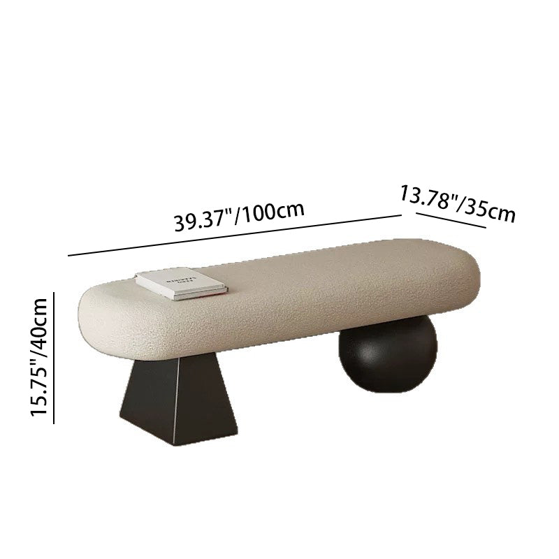 Contemporary Nordic Oval Solid-Wood Bench with Lambswool Cushioned Sponge – Backless, Armless Entryway Seating