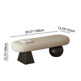 Contemporary Nordic Oval Solid-Wood Bench with Lambswool Cushioned Sponge – Backless, Armless Entryway Seating