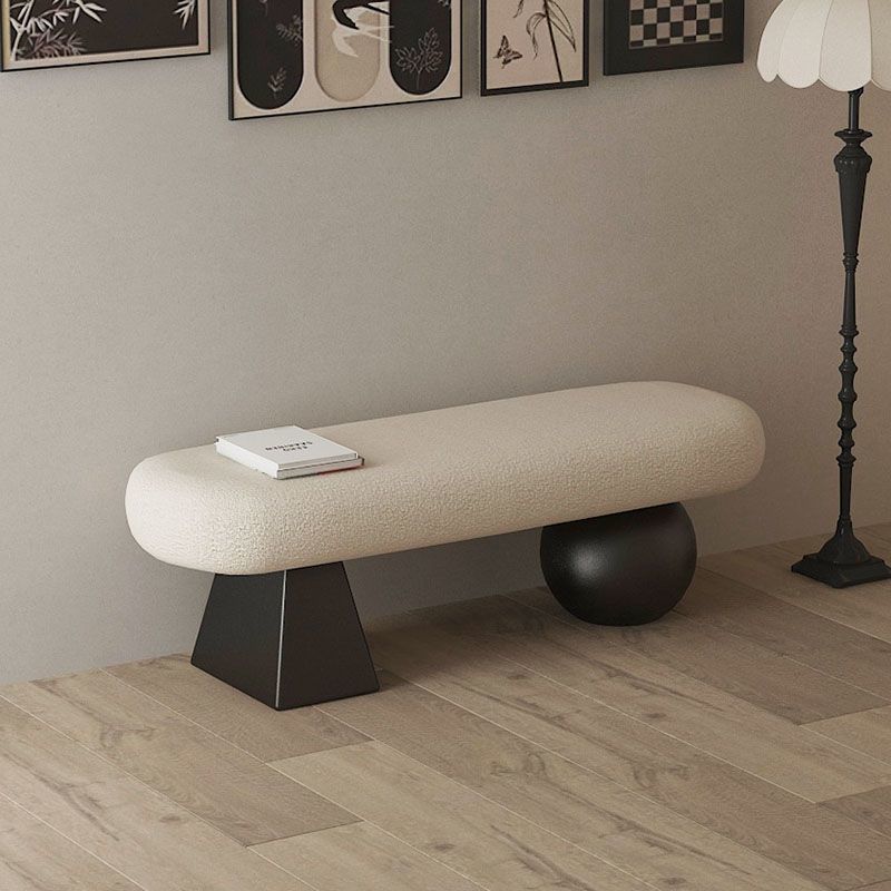 Contemporary Nordic Oval Solid-Wood Bench with Lambswool Cushioned Sponge – Backless, Armless Entryway Seating