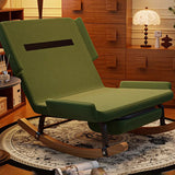 Nordic Contemporary Rectangular Rubberwood Rocking Chair with Iron Frame, Corduroy Upholstery and Plush Sponge Cushion, Detachable Backrest, Armless for Bedroom
