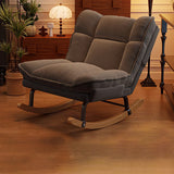 Nordic Contemporary Rectangular Rubberwood Rocking Chair with Iron Frame, Corduroy Upholstery and Plush Sponge Cushion, Detachable Backrest, Armless for Bedroom