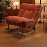 Nordic Contemporary Rectangular Rubberwood Rocking Chair with Iron Frame, Corduroy Upholstery and Plush Sponge Cushion, Detachable Backrest, Armless for Bedroom