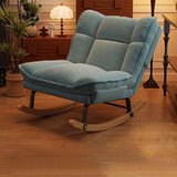 Nordic Contemporary Rectangular Rubberwood Rocking Chair with Iron Frame, Corduroy Upholstery and Plush Sponge Cushion, Detachable Backrest, Armless for Bedroom