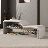 Modern Minimalist Armless Shoe Bench — Rectangular Carbon Steel Frame with Sponge Cushioned Faux Leather Upholstery for Entryways