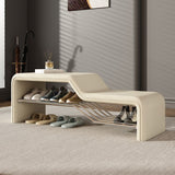 Modern Minimalist Armless Shoe Bench — Rectangular Carbon Steel Frame with Sponge Cushioned Faux Leather Upholstery for Entryways