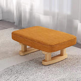 Contemporary Scandinavian Wooden Stool with Fabric Cushion — Rectangular Low Entryway Seat
