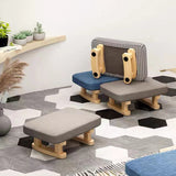 Contemporary Scandinavian Wooden Stool with Fabric Cushion — Rectangular Low Entryway Seat