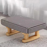 Contemporary Scandinavian Wooden Stool with Fabric Cushion — Rectangular Low Entryway Seat