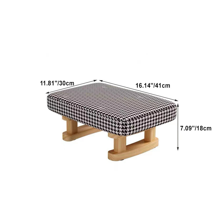 Contemporary Scandinavian Wooden Stool with Fabric Cushion — Rectangular Low Entryway Seat