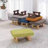 Contemporary Scandinavian Wooden Stool with Fabric Cushion — Rectangular Low Entryway Seat