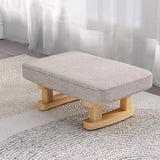 Contemporary Scandinavian Wooden Stool with Fabric Cushion — Rectangular Low Entryway Seat