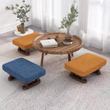 Contemporary Scandinavian Wooden Stool with Fabric Cushion — Rectangular Low Entryway Seat