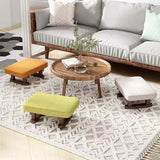 Contemporary Scandinavian Wooden Stool with Fabric Cushion — Rectangular Low Entryway Seat