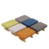 Contemporary Scandinavian Wooden Stool with Fabric Cushion — Rectangular Low Entryway Seat