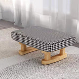 Contemporary Scandinavian Wooden Stool with Fabric Cushion — Rectangular Low Entryway Seat