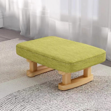 Contemporary Scandinavian Wooden Stool with Fabric Cushion — Rectangular Low Entryway Seat