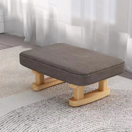 Contemporary Scandinavian Wooden Stool with Fabric Cushion — Rectangular Low Entryway Seat