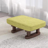 Contemporary Scandinavian Wooden Stool with Fabric Cushion — Rectangular Low Entryway Seat