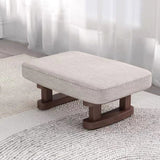 Contemporary Scandinavian Wooden Stool with Fabric Cushion — Rectangular Low Entryway Seat