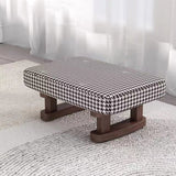Contemporary Scandinavian Wooden Stool with Fabric Cushion — Rectangular Low Entryway Seat