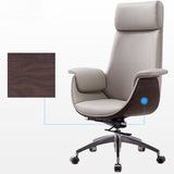 Modern Minimalist Desk Chair with Microfiber Leather Upholstery, Aluminum Alloy Frame, Cushioned Rectangular Wood-Grain Backrest, Adjustable for Home Office