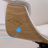 Modern Minimalist Desk Chair with Microfiber Leather Upholstery, Aluminum Alloy Frame, Cushioned Rectangular Wood-Grain Backrest, Adjustable for Home Office
