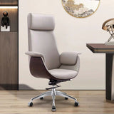 Modern Minimalist Desk Chair with Microfiber Leather Upholstery, Aluminum Alloy Frame, Cushioned Rectangular Wood-Grain Backrest, Adjustable for Home Office