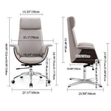 Modern Minimalist Desk Chair with Microfiber Leather Upholstery, Aluminum Alloy Frame, Cushioned Rectangular Wood-Grain Backrest, Adjustable for Home Office