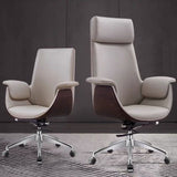 Modern Minimalist Desk Chair with Microfiber Leather Upholstery, Aluminum Alloy Frame, Cushioned Rectangular Wood-Grain Backrest, Adjustable for Home Office
