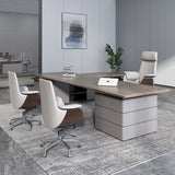 Modern Minimalist Desk Chair with Microfiber Leather Upholstery, Aluminum Alloy Frame, Cushioned Rectangular Wood-Grain Backrest, Adjustable for Home Office
